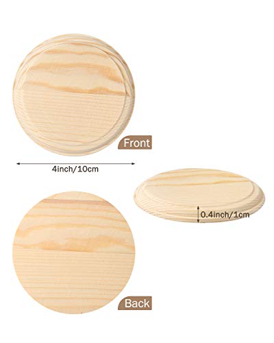 Pllieay 2Pcs 4 Inch Round Wooden Plaque, Unfinished Natural Pine Circle Plaque Wood Base for Craft Projects and DIY Home Decoration