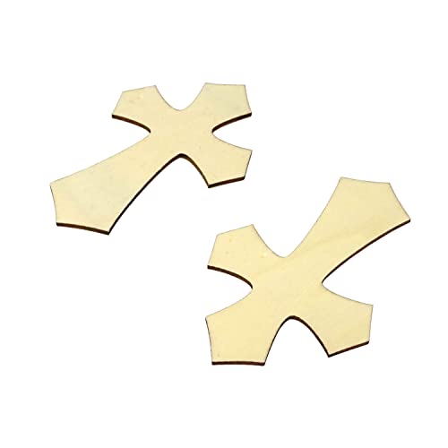 Honbay 30PCS Cross Shaped Unfinished Wood Cutouts Wooden Pieces for Craft DIY Projects Sunday School Church and Home Decoration