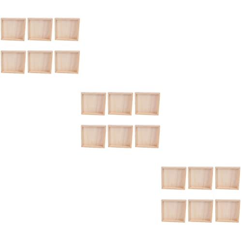 Homoyoyo Square Serving Tray 18Pcs Unfinished Wood Panels Tray Small Wood Serving Tray for Crafts Wooden Panel Boards for Painting Pouring Arts Blank Homoyoyo