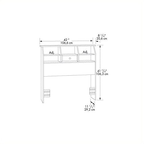 Pemberly Row White Wood Twin Bookcase Headboard with Adjustable Shelves and Hidden Storage Pemberly Row