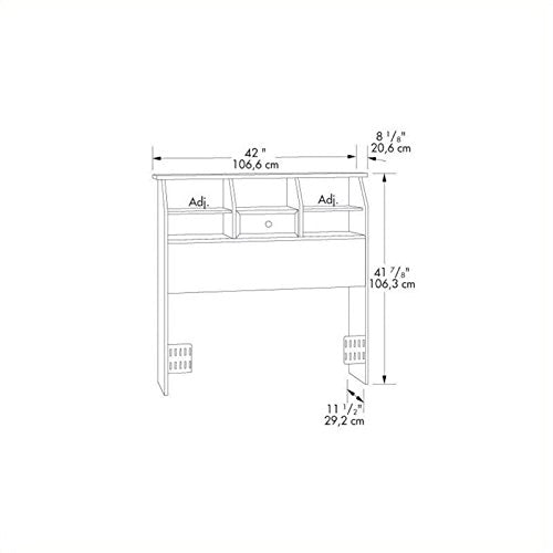 Pemberly Row White Wood Twin Bookcase Headboard with Adjustable Shelves and Hidden Storage - WoodArtSupply