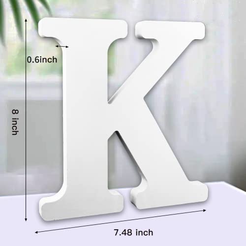 AOCEAN 8 Inch White Wood Letters, Unfinished Wooden Letters for Wall Decor Decorative Standing Letters Slices Sign Board Decoration for Craft Home AOCEAN