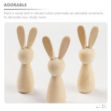Abaodam Wood Peg Dolls 6Pcs Unfinished Wooden Bunny Rabbit Figurines to Paint DIY Wood Rabbit Ornaments Crafts Toys Rabbit Peg Doll Figure Desktop Abaodam