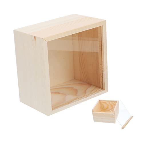 Abaodam 4pcs Box storage wooden box unfinished wooden case wood treasure chest Natural wooden gift case wooden jewelry case wood trinket containers Abaodam