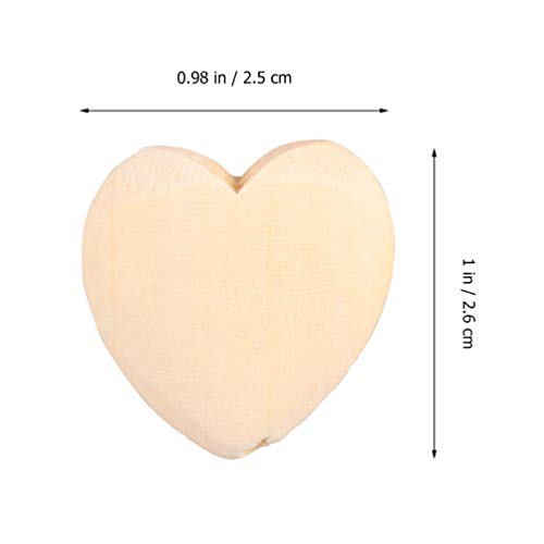 EXCEART 20Pcs Log Color Peach Heart Wooden Shapes to Paint Wooden Loose Beads Heart Wooden Embellishments Wooden Hearts for Wood Heart Cutouts Wood - WoodArtSupply