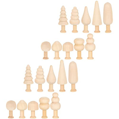 Alipis 20pcs Unfinished Wood Christmas Tree Blank Wooden Peg Dolls DIY Natural Wooden Xmas Tree Mini Wooden Trees for Painting Craft Art Projects