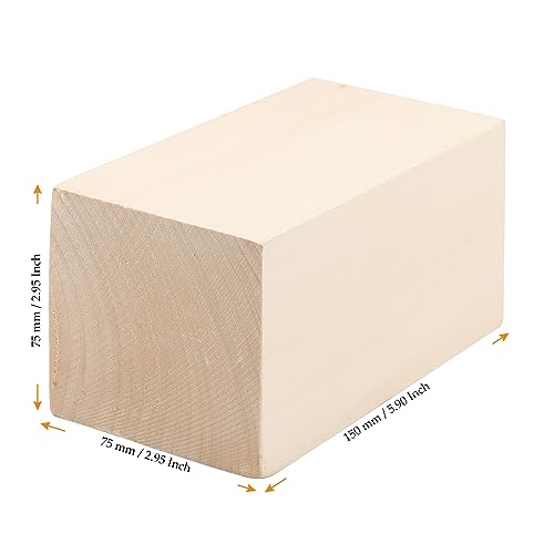 MUKCHAP 4 PCS 6 x 3 x 3 Inch Basswood Carving Blocks, Whittling Wood Blocks, Unfinished Basswood Carving Blocks for Beginners, DIY Crafting, MUKCHAP
