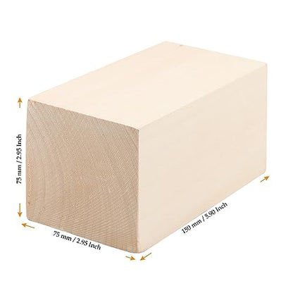 MUKCHAP 4 PCS 6 x 3 x 3 Inch Basswood Carving Blocks, Whittling Wood Blocks, Unfinished Basswood Carving Blocks for Beginners, DIY Crafting,