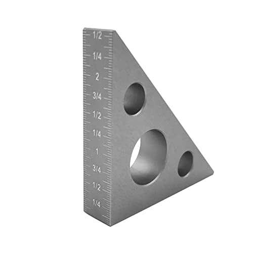 Right Angle Ruler, 45 n 90 Degree Small Aluminum Alloy Triangle Ruler with Both Imperial and Metric Scales Machinist Carpenter's Square Measuring YGFRSTO