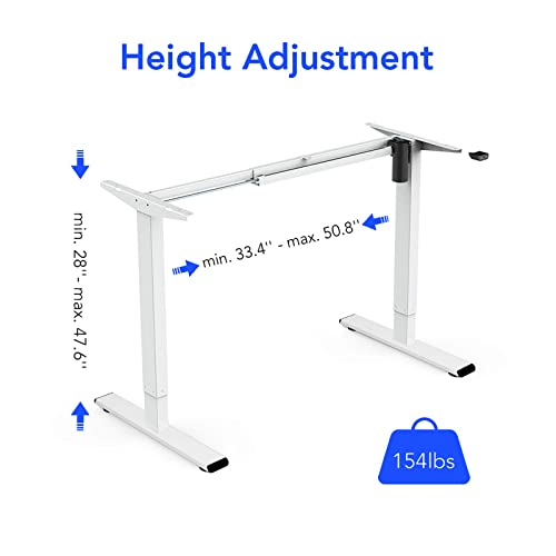 FLEXISPOT DIY Height Adjustable Standing Desk Frame Electric Sit Stand Desk Base, Home Office Stand up Desk Leg (White Frame Only) - WoodArtSupply