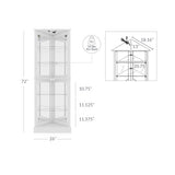 BELLEZE Lighted Accent Corner Display Curio Cabinet with Tempered Glass Doors and Shelves, Classic Wood Cabinet w/Bulb, Corner Curio Storage Rack for BELLEZE