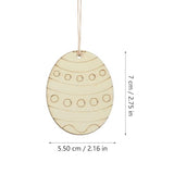 KALLORY Easter Egg Wooden Cutouts with Rope 60pcs Easter Egg Unfinished Wood Ornaments Egg Shaped Blank Wooden Slices for Easter Spring Hanging KALLORY