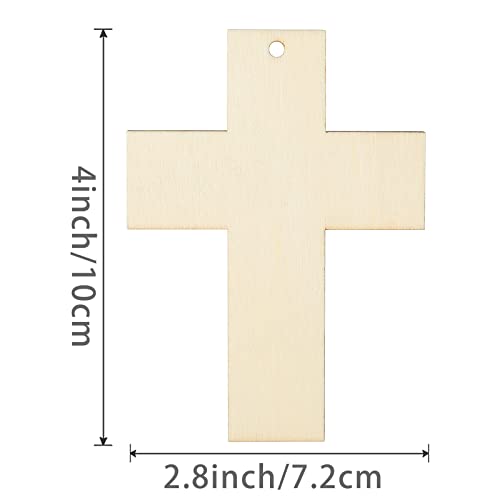 Cross Shape Wooden Cross Blank Wood with Twines Art Unfinished Ornaments for Easter Religious and Church Events Christmas Wedding Birthday Party Zontween