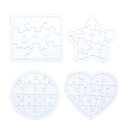 Toyvian Sublimation Blank Puzzle, 4 Pcs Kids Coloring Blank Puzzle, Four Shapes Drawing Board, Use As Party Favors, DIY Invites and More (Random Toyvian