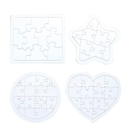 Toyvian Sublimation Blank Puzzle, 4 Pcs Kids Coloring Blank Puzzle, Four Shapes Drawing Board, Use As Party Favors, DIY Invites and More (Random Toyvian