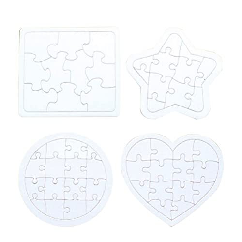 Toyvian Sublimation Blank Puzzle, 4 Pcs Kids Coloring Blank Puzzle, Four Shapes Drawing Board, Use As Party Favors, DIY Invites and More (Random - WoodArtSupply