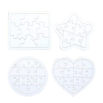 Toyvian Sublimation Blank Puzzle, 4 Pcs Kids Coloring Blank Puzzle, Four Shapes Drawing Board, Use As Party Favors, DIY Invites and More (Random