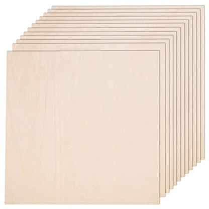 24 Pack Basswood Sheets for Crafts-12 x 12 x 1/8 Inch- 3mm Thick Plywood Sheets with Smooth Surfaces-Unfinished Squares Wood Boards for Laser