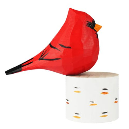 VIPbuy Handmade Wood Bird Figurines, Hand Carved Painted Wooden Bird Ornaments Crafts Home Office Desktop Decor Gifts (Male Cardinal) - WoodArtSupply