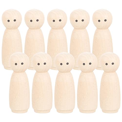MAGICLULU 10pcs Wooden Peg Dolls Bodies Wooden Figures Decorative Peg Doll People for DIY Painting Craft Art Projects