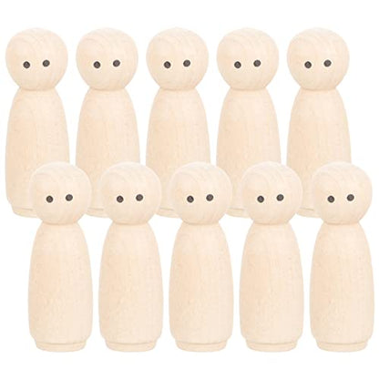 MAGICLULU 10pcs Wooden Peg Dolls Bodies Wooden Figures Decorative Peg Doll People for DIY Painting Craft Art Projects - WoodArtSupply