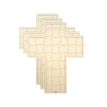 3 Pack Wood Cross Guest Book 13x16 Inch Unfinished Wooden Cross Jigsaw Puzzle Board for Painting DIY Crafts Wedding Gifts