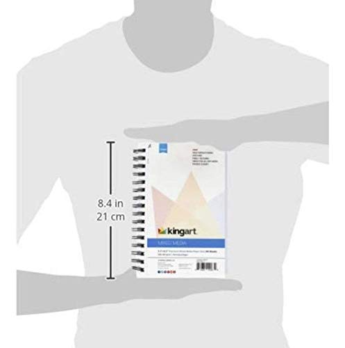 KINGART 600-2 Mixed Media SKETCHBOOKS, 5.5 x 8.5 Inches, 60-Sheet Spiral Bound Drawing Pads, Micro-Perforated, for Wet and Dry Media, Pack of 2 KINGART
