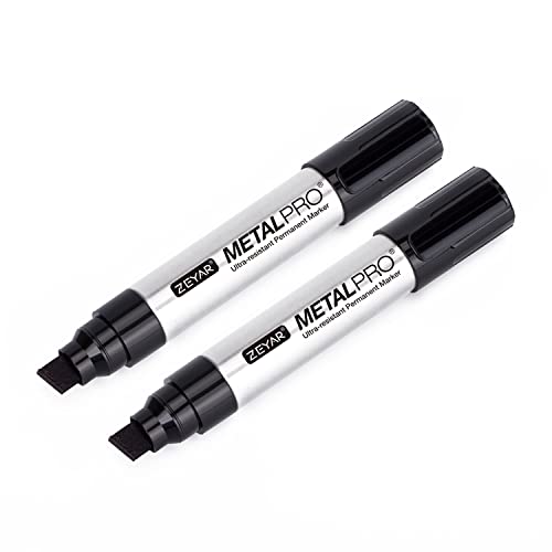 ZEYAR Permanent Marker Pens, JUMBO Size, Aluminum Barrel, Set of 2, Premium Waterproof & Smear Proof Markers, Quick Drying, Writes on most surfaces - WoodArtSupply