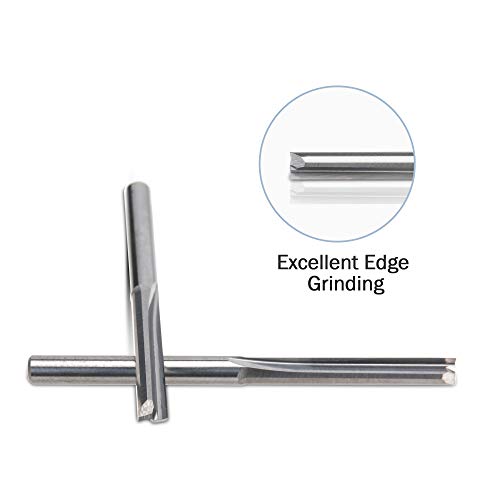 HQMaster CNC Router Bits 1/8 Router Bit Straight Router Bit 1 8 Shank Straight Flute End Mill Cutter 2-Flute Milling Cutting Tungsten Steel 22mm HQMaster