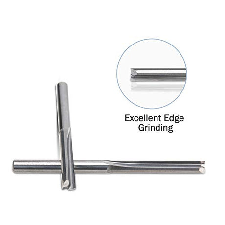 HQMaster CNC Router Bits 1/8 Router Bit Straight Router Bit 1 8 Shank Straight Flute End Mill Cutter 2-Flute Milling Cutting Tungsten Steel 22mm HQMaster