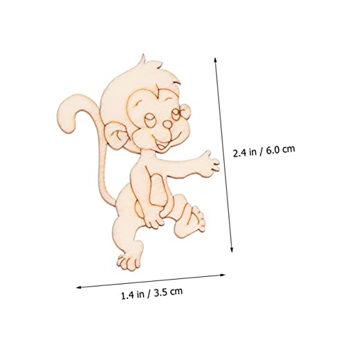 VILLCASE 60 pcs Christmas Tree Hanging Ornaments Unfinished Wood Monkey Cutout Shapes Wood Letters Crafts Christmas Desktop Decor Desk Topper DIY VILLCASE