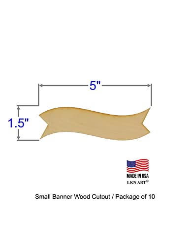 Unfinished Banner Wood Cutout Available in a Variety of Sizes and Thicknesses (1/4" Thickness, Small 5" x 1.5" (Package of 10)) - WoodArtSupply