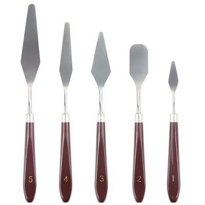 JJJGYCOR 5pcs Stainless Steel Paint Palette Knife Set for Oil Paint, Gesso, Plaster, Acrylic Paint Mixing Or Spreading. Scraper for Cake Icing Tools,