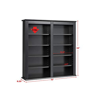 Prepac Double Wall Mounted Storage Cabinet, Black - WoodArtSupply