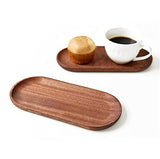 Mini Serving Tray for Jewellery Key Coin Set of 2, Oval Natural Wood Dessert Cup Tray, Small Wooden Cheese Plate, Tableware Decorative Tray (2) BWRMHME
