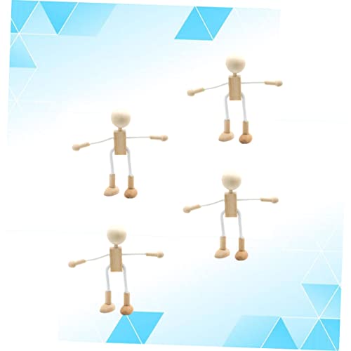 TEHAUX 16 Pcs Unfinished Wooden Doll Peg Doll Kit Wooden Peg Figures Wood Craft Supplies Plain Peg DIY Toys Robots Wooden Shapable Robot Cartoon TEHAUX