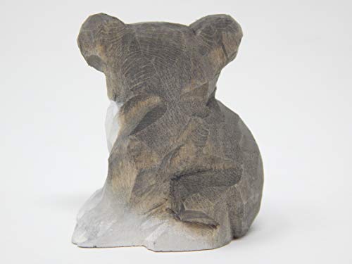 Koala Bear - Small Wooden Figurine - Baby Australian Marsupial Wombat Carving Handmade Decoration Miniature Small Animals Little Art Statue Cake Selsela