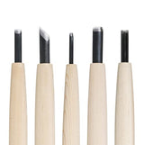 KAKURI Japanese Wood Carving Knife Set (5 Pcs) Made in Japan, Professional Wood Carving Tools for Linoleum Carving, Linocut, Printmaking, AOGAMI Blue KAKURI