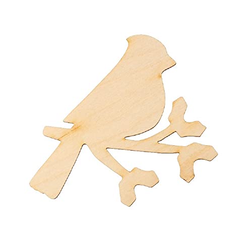 Pack of 24 Unfinished Wood Cardinal Cutouts by Factory Direct Craft - Wooden Cardinal on a Branch Blank DIY Shapes for Holiday Decorating and Factory Direct Craft