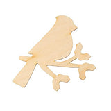 Pack of 24 Unfinished Wood Cardinal Cutouts by Factory Direct Craft - Wooden Cardinal on a Branch Blank DIY Shapes for Holiday Decorating and Factory Direct Craft