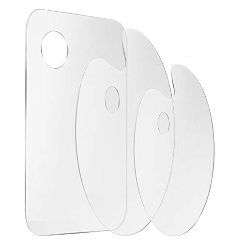 3pcs Acrylic Paint Palette Clear Art Palette for Adults & Kids, Transparent Non-Stick Oil Paint Palette with Protective Kraft for DIY Craft Art SEONHOKEEN