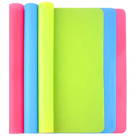 FEPITO 3PCS A3 Large Silicone Sheet for Crafts Jewelry Casting Molds Multipurpose Silicone Mat, Reusable, Waterproof, Heat Resistant, Food Grade FEPITO