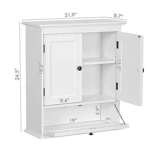 Spirich Bathroom Cabinet Wall Mounted, Small Bathroom Wall Cabinet Over Toilet, Medicine Cabinet Organizer with Doors and Adjustable Shelf, White Spirich