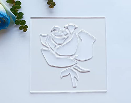 Rose Router Template,Clear Acrylic Router Inlay Template,Router Jig Template for Woodworking&Craft (7.5''x7.5'') Yuxuanish