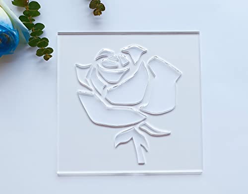 Rose Router Template,Clear Acrylic Router Inlay Template,Router Jig Template for Woodworking&Craft (7.5''x7.5'') Yuxuanish