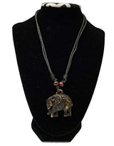 Hand Carved Wood African Pendant Long Beaded Necklace Africa Elephant Realm Handmade BUNFIREs