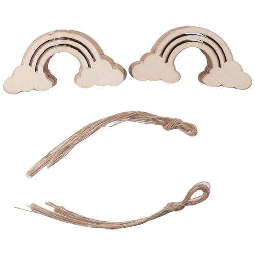 Uniquer 20Pcs Rainbow Wood DIY Crafts,Cutout Rainbow Unfinished Wood Slices,Rainbow Unpainted with Hemp Rope for Birthday Christmas Party Decoration Uniquer
