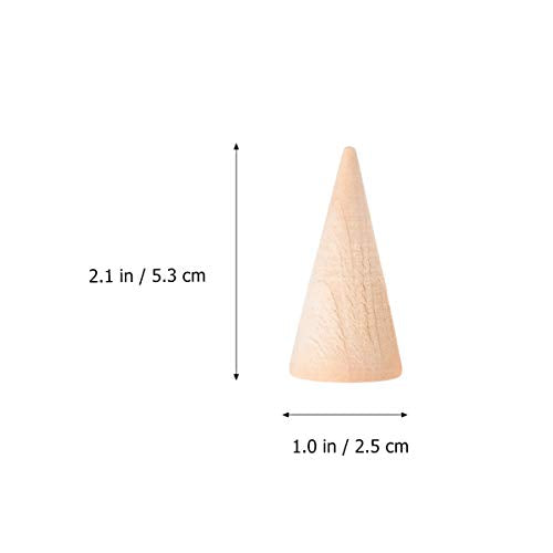 MILISTEN 10pcs Christmas Wood Ornament Wood Cone Large Cardboard Cones Unpainted Cone Shape Cone Craft Wedding Ring Holder unpainted Wood Craft Cone Milisten