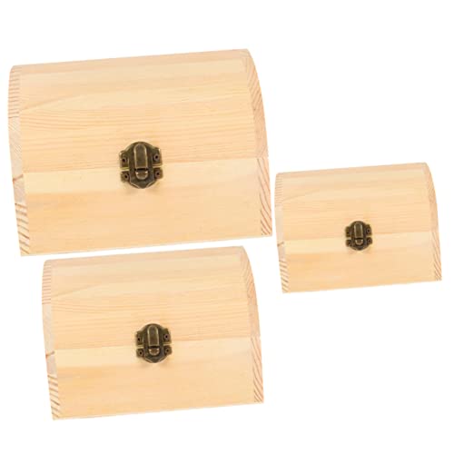 TEHAUX 3pcs Boxes wooden box jewelry organizer tray unfinished wooden jewelry case craft storage strawberry decor DIY wooden wood gifts handmade TEHAUX