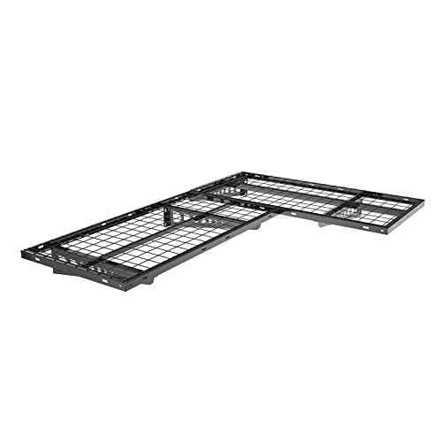 FLEXIMOUNTS 2-Pack 2x4ft Corner Wall Shelving Garage Storage Rack, 24-inch-by-48-inch Floating Shelves, Black FLEXIMOUNTS